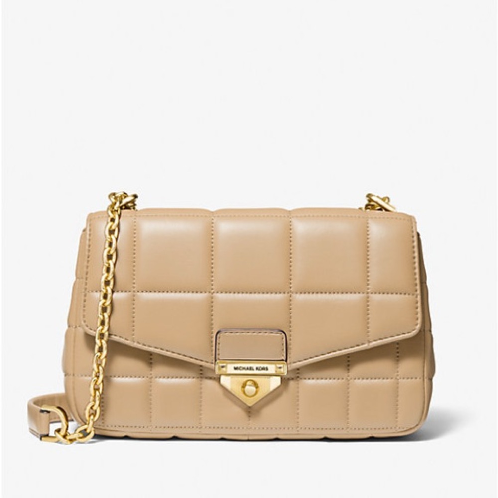 MICHAEL MICHAEL KORS SoHo Large Quilted Leather‎ Shoulder Bag Camel Tan